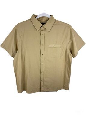 Dakota NWOT Tan Khaki 100% Cotton Short‎ Sleeve Collared Button Up Shirt Size XL